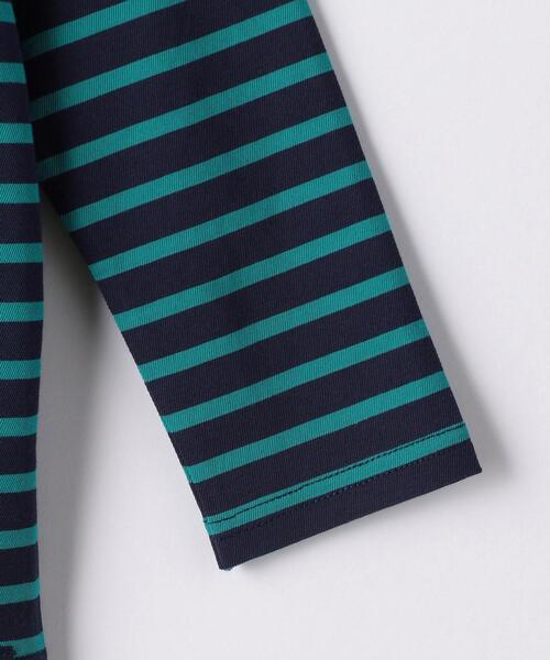 green label relaxing（グリーンレーベルリラクシング）の「【キッズ】ボーダーボートネックプルオーバー（Tシャツ/カットソー・キッズ・オフホワイト/ネイビー/ベージュ/ライム・115/95/135/125/105）」の17枚目の写真