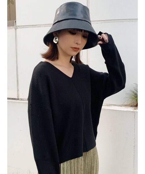 MURUA（ムルーア）の「シンセティックレザーバケットハット（ハット・レディース・ブラック/ベージュ・FREE）」の16枚目の写真