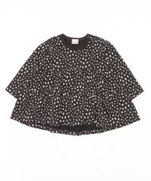 petit main | ミニ裏毛 ヒョウ柄ティアードチュニック(Tシャツ/カットソー)