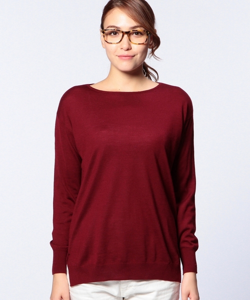 UNITED ARROWS（ユナイテッドアローズ）の「□UAB W/SI/CA ボートネック スリット ◆（ニット/セーター・レディース・オフホワイト/ブラック/グレー/ワインレッド/ロイヤルブルー・フリー）」の10枚目の写真