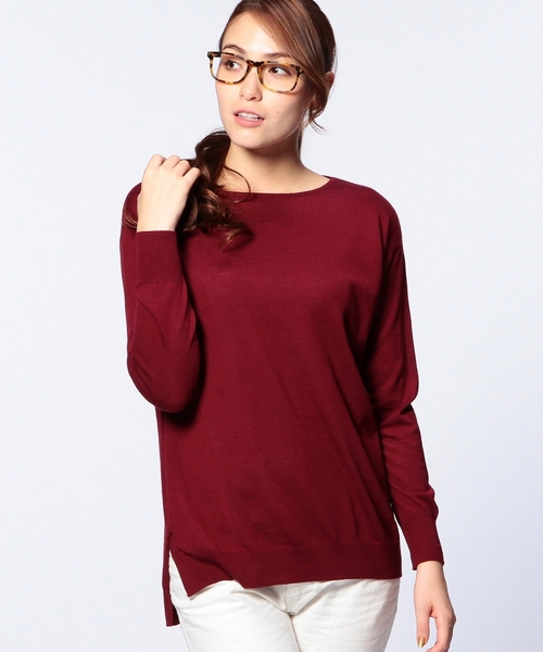 UNITED ARROWS（ユナイテッドアローズ）の「□UAB W/SI/CA ボートネック スリット ◆（ニット/セーター・レディース・オフホワイト/ブラック/グレー/ワインレッド/ロイヤルブルー・フリー）」の18枚目の写真