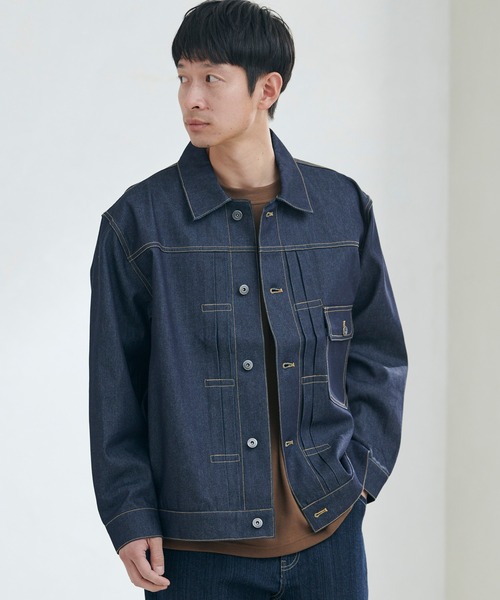 Loungewear tokyo（ラウンジウェアトウキョウ）の「ビックシルエット ライトオンス デニムジャケット（デニムジャケット・メンズ・インディゴブルー/キナリ/ブルー系その他/ブラック・XL/M/L）」の4枚目の写真