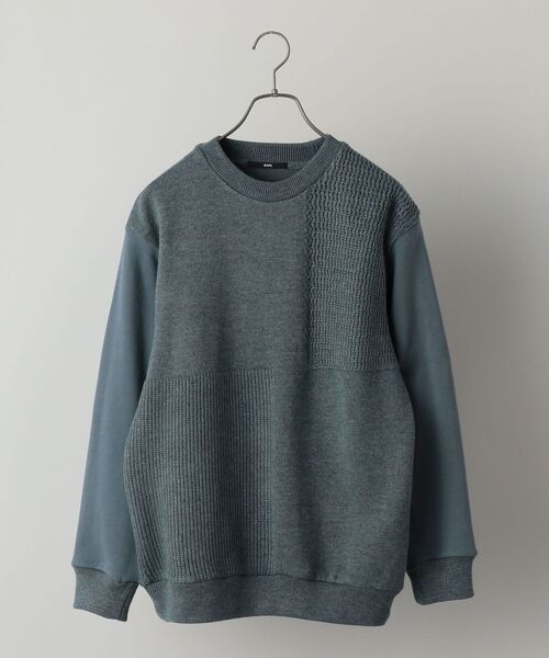 SHIPS（シップス）の「SHIPS: ニット ドッキング スウェット プルオーバー 21SS（スウェット・メンズ・ライトグレー/ダークグリーン/ベージュ/ネイビー・X-LARGE/LARGE/MEDIUM/SMALL）」の4枚目の写真