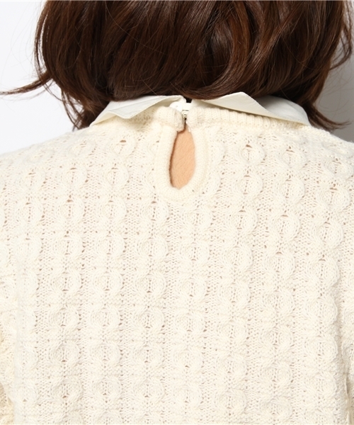 Chico（チコ）の「シャツ衿柄編みニット（ニット/セーター・レディース・グリーン/ホワイト/ネイビー/グレー・FREE）」の13枚目の写真