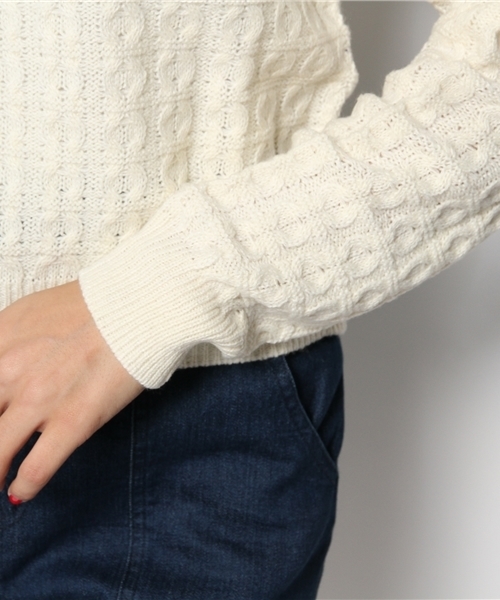 Chico（チコ）の「シャツ衿柄編みニット（ニット/セーター・レディース・グリーン/ホワイト/ネイビー/グレー・FREE）」の14枚目の写真