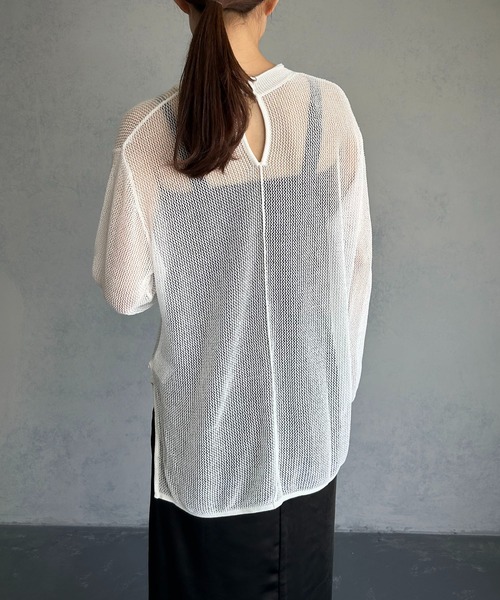 &g'aime(アンジェム)の「【&g'aime】メッシュルーズニット(ニット/セーター・レディース・ライトカーキ/ホワイト/ブラウン・FREE)」の15枚目の写真