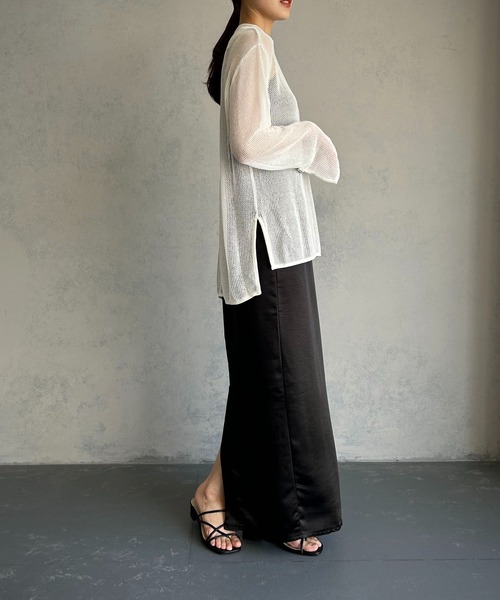 &g'aime(アンジェム)の「【&g'aime】メッシュルーズニット(ニット/セーター・レディース・ライトカーキ/ホワイト/ブラウン・FREE)」の17枚目の写真