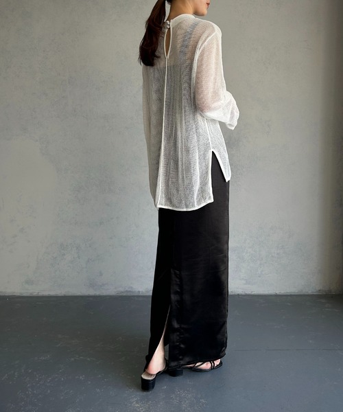 &g'aime(アンジェム)の「【&g'aime】メッシュルーズニット(ニット/セーター・レディース・ライトカーキ/ホワイト/ブラウン・FREE)」の16枚目の写真