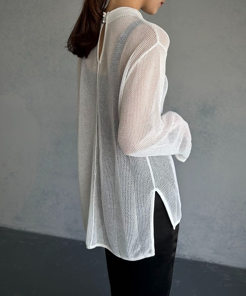 &g'aime(アンジェム)の「【&g'aime】メッシュルーズニット(ニット/セーター・レディース・ライトカーキ/ホワイト/ブラウン・FREE)」の18枚目の写真