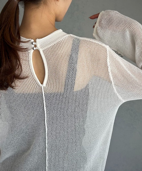 &g'aime(アンジェム)の「【&g'aime】メッシュルーズニット(ニット/セーター・レディース・ライトカーキ/ホワイト/ブラウン・FREE)」の14枚目の写真