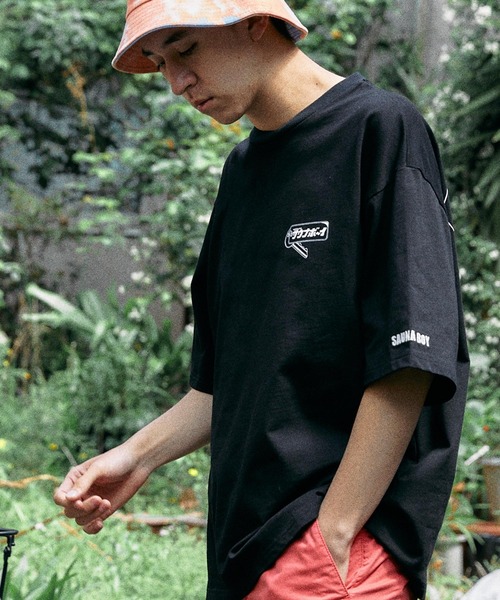 サウナボーイ 別注 ロゴ刺繍 プリントデザイン ビッグシルエット半袖