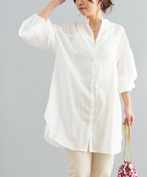 DouDou(ドゥドゥ)の「【WEB限定】【前後2WAY】バックボタンタックブラウス(シャツ/ブラウス・レディース・ベージュ/グリーン/ホワイト・FREE)」の1枚目の写真