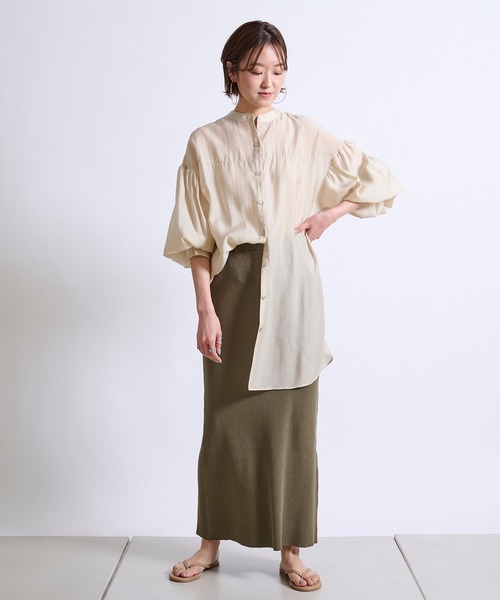 DouDou(ドゥドゥ)の「【WEB限定】【前後2WAY】バックボタンタックブラウス(シャツ/ブラウス・レディース・ベージュ/グリーン/ホワイト・FREE)」の7枚目の写真