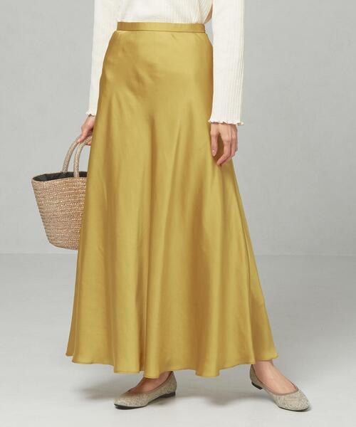 closet story（クローゼットストーリー）の「＜closet story＞□CSC サテン サーキュラー マキシスカート -手洗い可能-（スカート・レディース・イエロー/ダークグレー・FREE）」の2枚目の写真