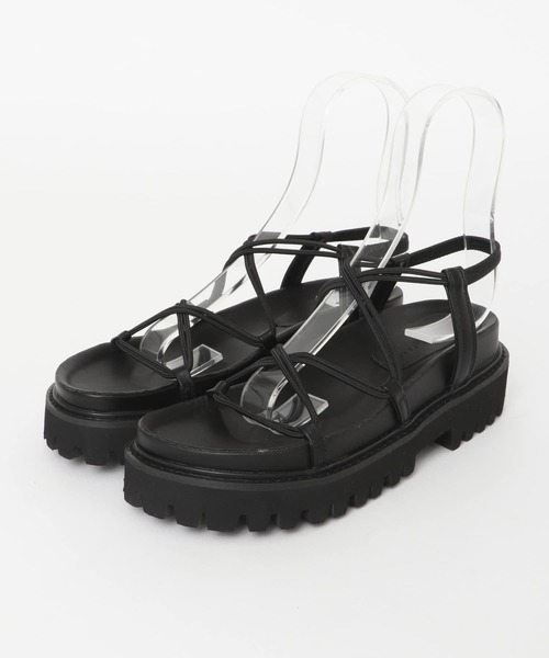 SENSE OF PLACE by URBAN RESEARCH（センスオブプレイスバイアーバンリサーチ）の「クロスストラッププラットフォームサンダル（サンダル・レディース・ライトブルー/ブラック/ベージュ・MEDIUM/SMALL/LARGE）」の4枚目の写真