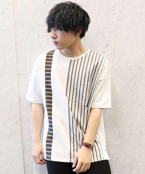 COMME CA ISM(コムサイズム)の「異素材 コンビTシャツ(Tシャツ/カットソー・メンズ・ホワイト/ブラック・MEDIUM/LARGE/X-LARGE)」の3枚目の写真