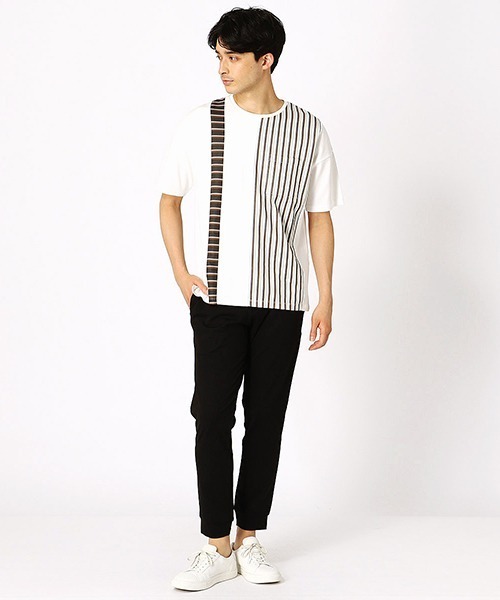 COMME CA ISM(コムサイズム)の「異素材 コンビTシャツ(Tシャツ/カットソー・メンズ・ホワイト/ブラック・MEDIUM/LARGE/X-LARGE)」の8枚目の写真