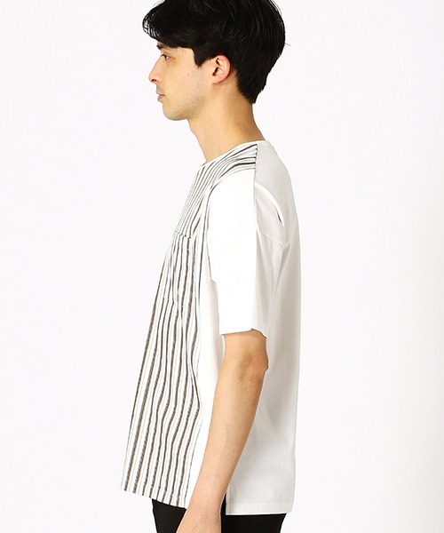COMME CA ISM(コムサイズム)の「異素材 コンビTシャツ(Tシャツ/カットソー・メンズ・ホワイト/ブラック・MEDIUM/LARGE/X-LARGE)」の10枚目の写真