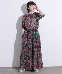 Dot＆Stripes CHILD WOMAN | ☆エスニックフラワーパフスリーブ ジャンプスーツ(サロペット/オーバーオール)