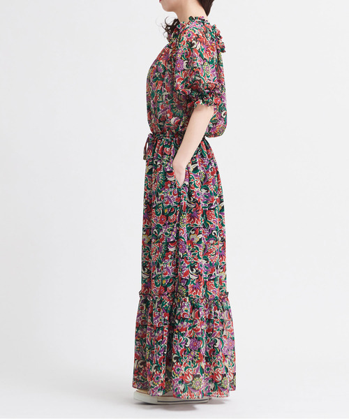 Dot＆Stripes CHILD WOMAN（ドットアンドストライプス　チャイルドウーマン）の「☆エスニックフラワーパフスリーブ ジャンプスーツ（サロペット/オーバーオール・レディース・ブラック・FREE）」の14枚目の写真