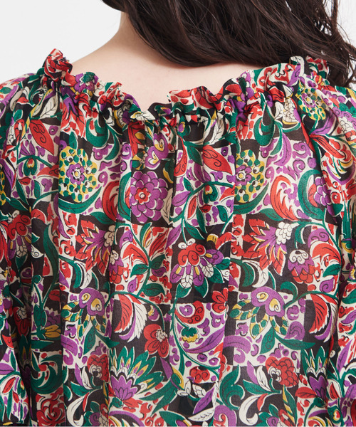 Dot＆Stripes CHILD WOMAN（ドットアンドストライプス　チャイルドウーマン）の「☆エスニックフラワーパフスリーブ ジャンプスーツ（サロペット/オーバーオール・レディース・ブラック・FREE）」の16枚目の写真