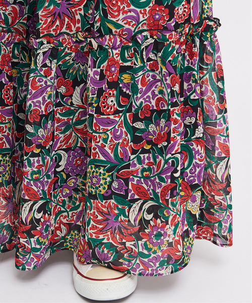 Dot＆Stripes CHILD WOMAN（ドットアンドストライプス　チャイルドウーマン）の「☆エスニックフラワーパフスリーブ ジャンプスーツ（サロペット/オーバーオール・レディース・ブラック・FREE）」の22枚目の写真