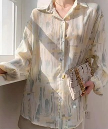 水彩柄オーバーシャツ