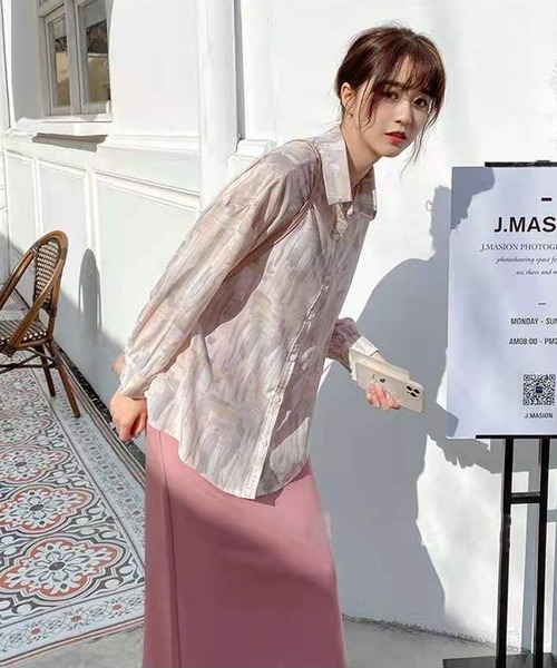 Jewelobe（ジュエローブ）の「水彩柄オーバーシャツ（シャツ/ブラウス・レディース・グリーン/ブルー/ピンク・FREE）」の14枚目の写真