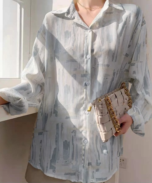 Jewelobe（ジュエローブ）の「水彩柄オーバーシャツ（シャツ/ブラウス・レディース・グリーン/ブルー/ピンク・FREE）」の22枚目の写真