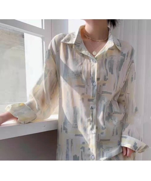 Jewelobe（ジュエローブ）の「水彩柄オーバーシャツ（シャツ/ブラウス・レディース・グリーン/ブルー/ピンク・FREE）」の19枚目の写真