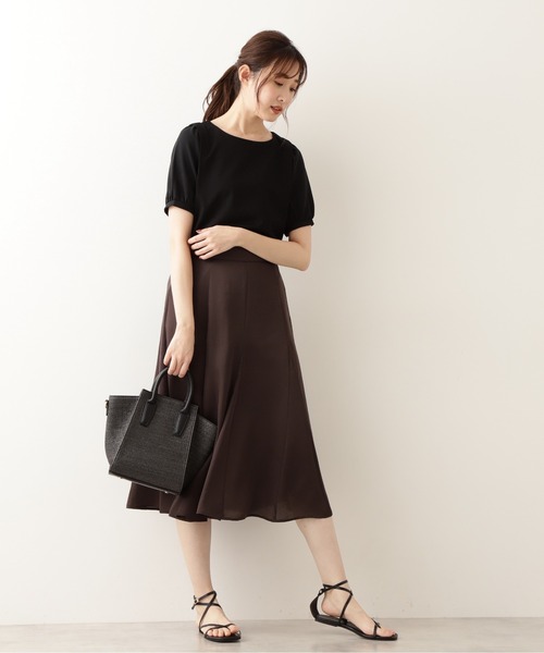 NATURAL BEAUTY BASIC（ナチュラルビューティーベーシック）の「シアーサテンゴアードスカート（スカート・レディース・ブルー/ベージュ/ブラウン・MEDIUM/X-SMALL/SMALL）」の12枚目の写真