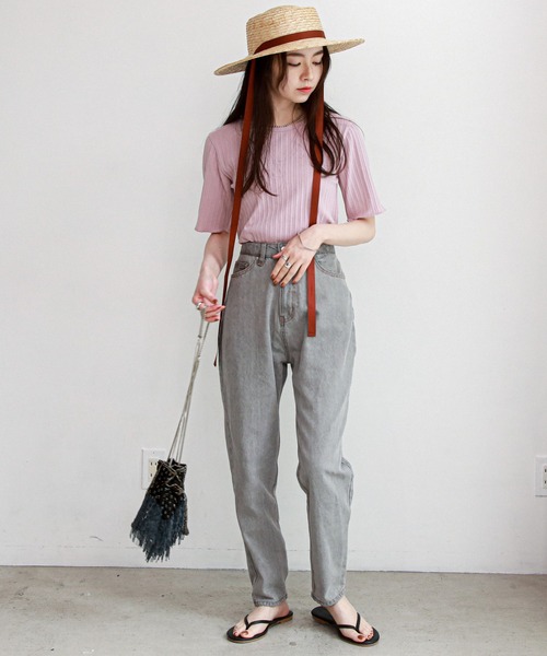 feepur（フェピュール）の「デニム＆ツイルマムパンツ（デニムパンツ・レディース・ブラック/オフホワイト/ブルー/シルバーグレー・SMALL/MEDIUM）」の6枚目の写真