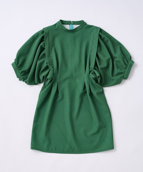 WHO'S WHO gallery(フーズフーギャラリー)の「ペザントスリーブ半袖ミニワンピ(シャツワンピース・レディース・グリーン/オレンジ・FREE)」の16枚目の写真