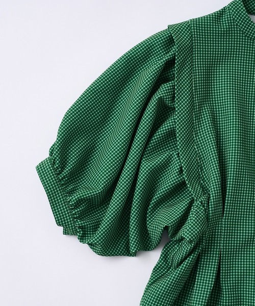 WHO'S WHO gallery(フーズフーギャラリー)の「ペザントスリーブ半袖ミニワンピ(シャツワンピース・レディース・グリーン/オレンジ・FREE)」の19枚目の写真