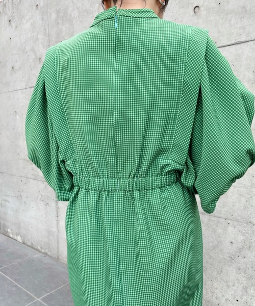 WHO'S WHO gallery(フーズフーギャラリー)の「ペザントスリーブ半袖ミニワンピ(シャツワンピース・レディース・グリーン/オレンジ・FREE)」の6枚目の写真