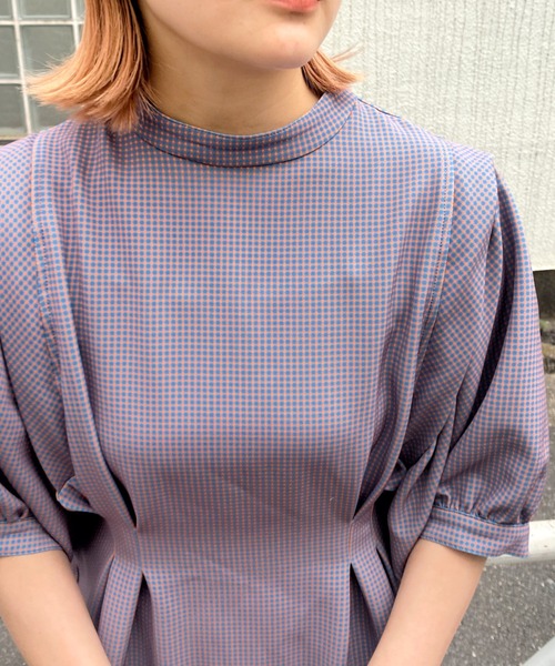 WHO'S WHO gallery(フーズフーギャラリー)の「ペザントスリーブ半袖ミニワンピ(シャツワンピース・レディース・グリーン/オレンジ・FREE)」の10枚目の写真