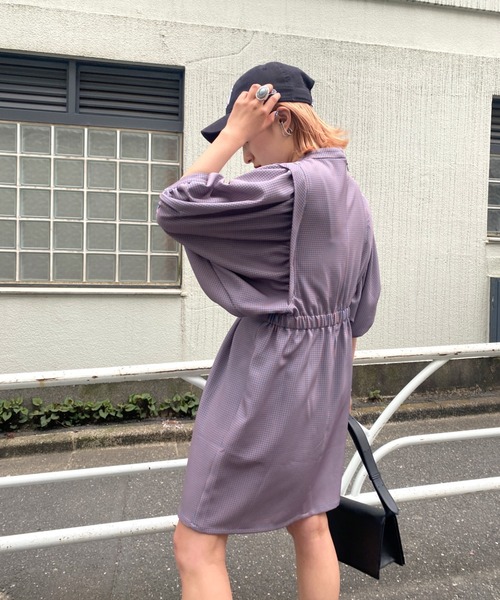 WHO'S WHO gallery(フーズフーギャラリー)の「ペザントスリーブ半袖ミニワンピ(シャツワンピース・レディース・グリーン/オレンジ・FREE)」の12枚目の写真