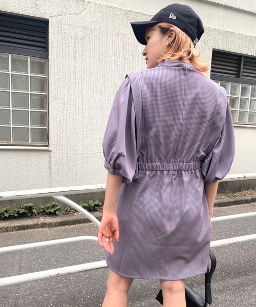 WHO'S WHO gallery(フーズフーギャラリー)の「ペザントスリーブ半袖ミニワンピ(シャツワンピース・レディース・グリーン/オレンジ・FREE)」の13枚目の写真