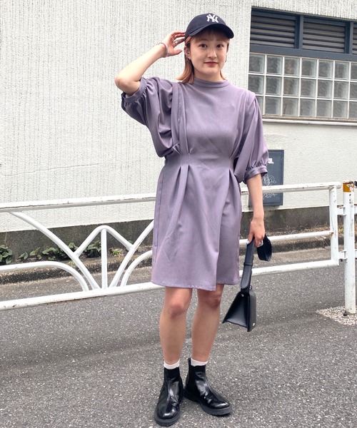 WHO'S WHO gallery(フーズフーギャラリー)の「ペザントスリーブ半袖ミニワンピ(シャツワンピース・レディース・グリーン/オレンジ・FREE)」の15枚目の写真