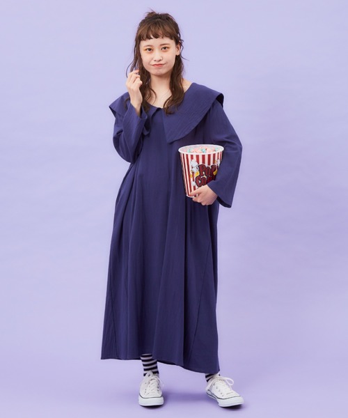 新品メルローmerlotマルチカラーロングワンピース緑黒ピンク黄白春夏清楚可愛い merlot plus メルロー プリュス 7435 レース ポンチョスリーブ