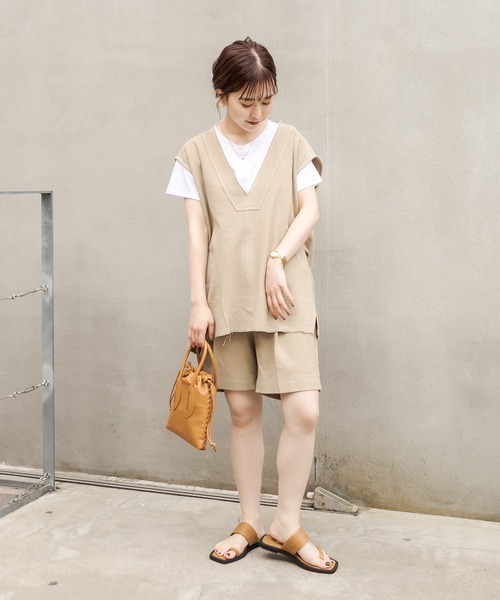 CAPRICIEUX LE'MAGE（カプリシューレマージュ）の「コットンハーフパンツ（その他パンツ・レディース・ブラック/ベージュ・36/38）」の14枚目の写真