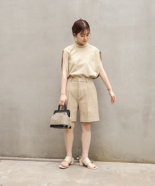 CAPRICIEUX LE'MAGE（カプリシューレマージュ）の「コットンハーフパンツ（その他パンツ・レディース・ブラック/ベージュ・36/38）」の4枚目の写真