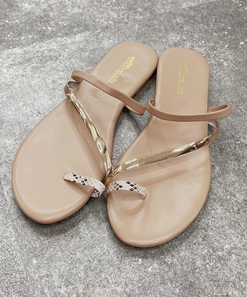 apres jour mignon(アプレジュールミニョン)の「デザインフラットサンダル【ZOZOTOWN限定アイテム】(サンダル・レディース・ベージュ/アイボリー/ミント/ブラック・LARGE/SMALL/X-LARGE/MEDIUM)」の1枚目の写真