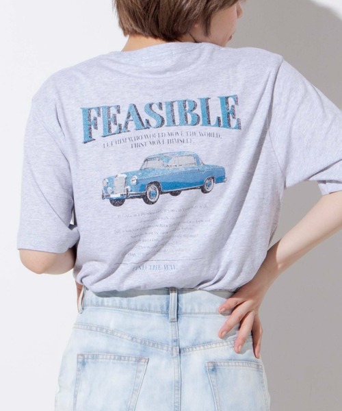 WEGO（ウィゴー）の「WEGO/レトロCarプリントTシャツ（Tシャツ/カットソー・レディース・アイボリー/杢グレー・SMALL/MEDIUM/LARGE/X-LARGE）」の2枚目の写真