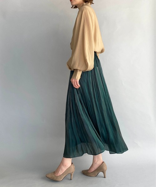 PICCIN（ピッチン）の「メタリックギャザースカート（スカート・レディース・チャコールグレー/ダークグリーン/モカ・M）」の9枚目の写真