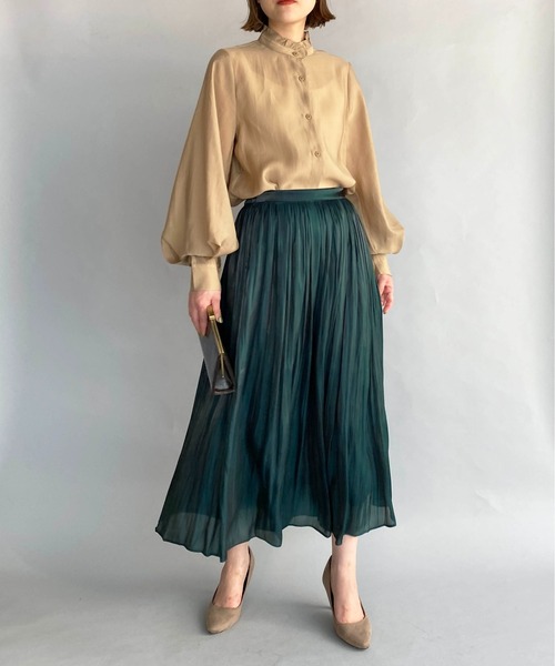 PICCIN（ピッチン）の「メタリックギャザースカート（スカート・レディース・チャコールグレー/ダークグリーン/モカ・M）」の12枚目の写真