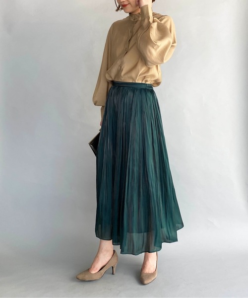 PICCIN（ピッチン）の「メタリックギャザースカート（スカート・レディース・チャコールグレー/ダークグリーン/モカ・M）」の11枚目の写真