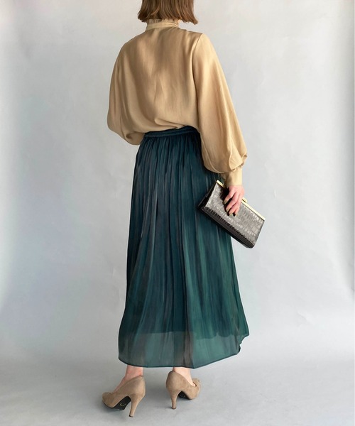 PICCIN（ピッチン）の「メタリックギャザースカート（スカート・レディース・チャコールグレー/ダークグリーン/モカ・M）」の10枚目の写真