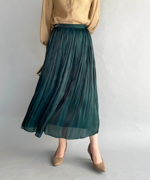 PICCIN（ピッチン）の「メタリックギャザースカート（スカート・レディース・チャコールグレー/ダークグリーン/モカ・M）」の4枚目の写真