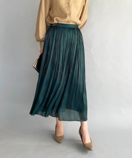 PICCIN（ピッチン）の「メタリックギャザースカート（スカート・レディース・チャコールグレー/ダークグリーン/モカ・M）」の7枚目の写真
